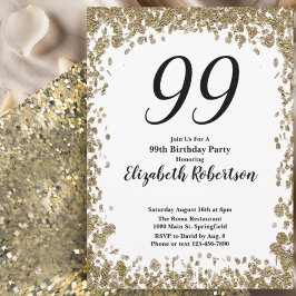 Convite Elegant 99th Birthday Invitation For Her in Gold