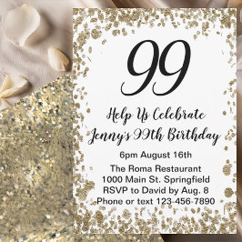 Convite Elegant 99th Birthday Invitation For Her in Gold