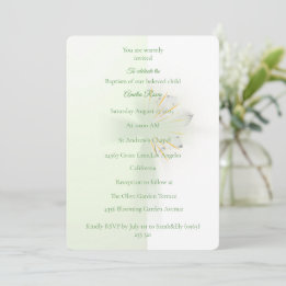 Convite Elegant Abstract Floral Cross Baptism invitation