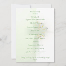 Convite Elegant Abstract Floral Cross Baptism invitation