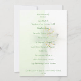 Convite Elegant Abstract Floral Cross Baptism invitation