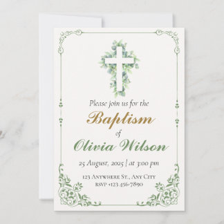 Convite Elegant Adult Baptism Invitation