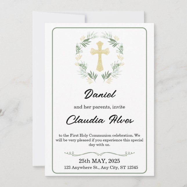 Convite Elegant Adult Baptism Invitation (Frente)