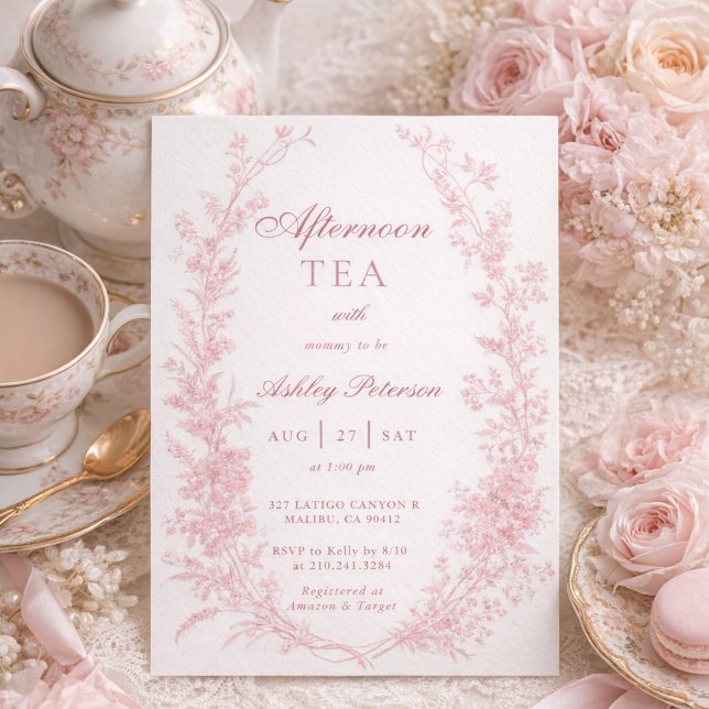 Convite Elegant Afternoon Tea Party Girl Baby Shower (Criador carregado)