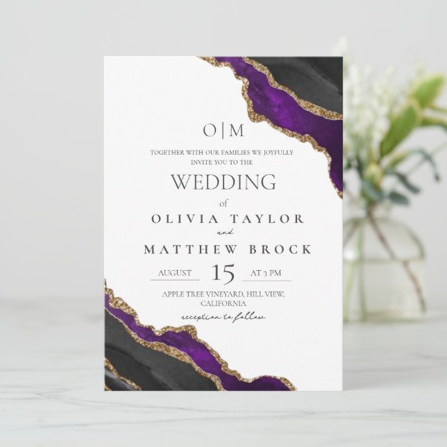 Convite Elegant and modern Agate Wedding (Em pé/Frente)