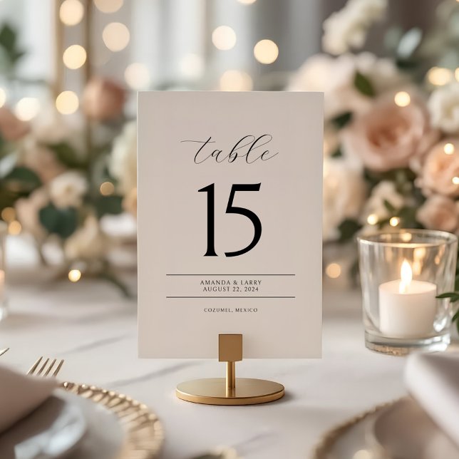 Convite Elegant and Modern Minimalist Table Number Cards (Minimalist table number for wedding)
