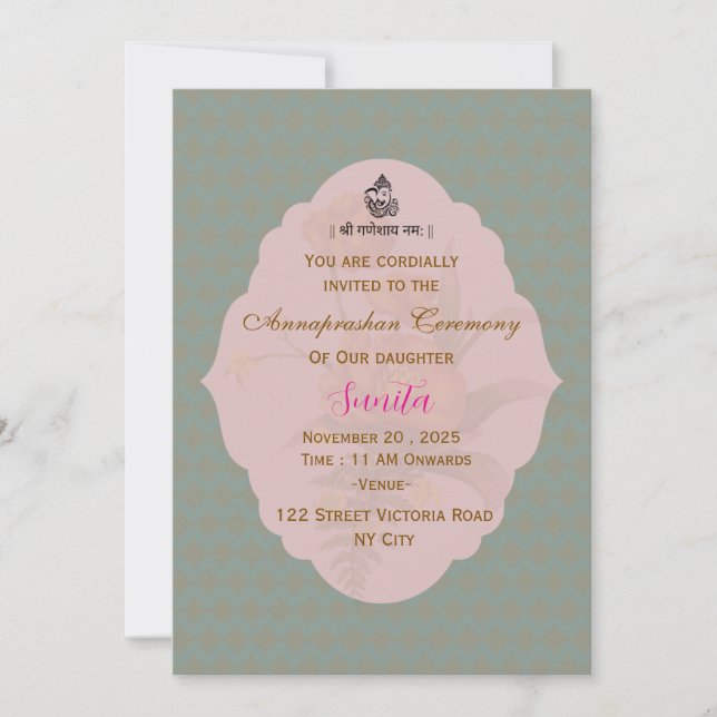 Convite Elegant Annaprashan Ceremony Invitation (Frente)