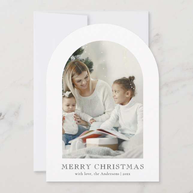 Convite Elegant Arch 1 Photo Merry Christmas Holiday Card (Frente)