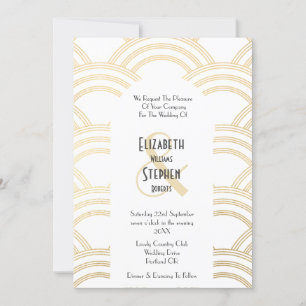 Convite Elegant Arch Gatsby Art Deco anos 1920 Branco & Do