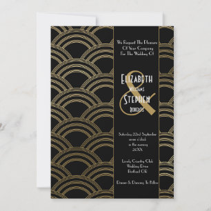Convite Elegant Arch Gatsby Art Deco anos 1920 Preto e Dou