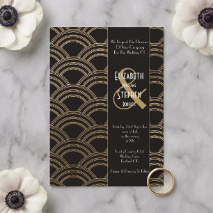 Convite Elegant Arch Gatsby Art Deco anos 1920 Preto e Dou