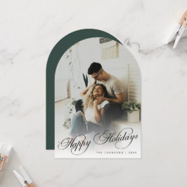 Convite Elegant Arch Photo Green Christmas Holiday Card