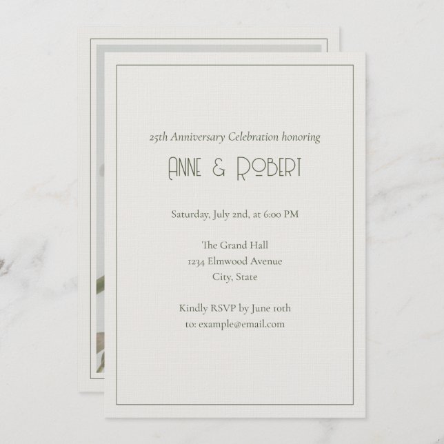 Convite Elegant Art Deco Anniversary (Frente/Verso)