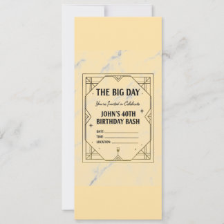 Convite Elegant Art Deco Birthday Invitation on Marble Bac