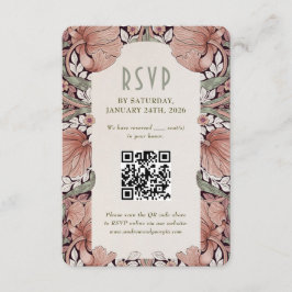 Convite Elegant Art Nouveau Wedding RSVP Card with QR Code
