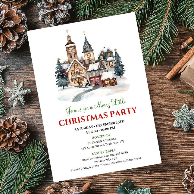 Convite Elegant artistic holiday scene Christmas invites (Elegant artistic holiday scene Christmas invitation)