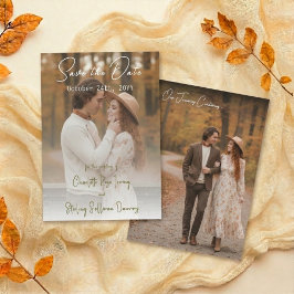 Convite Elegant Autumn 2 Photo Script Save The Date