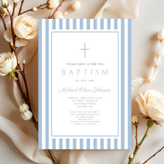 Convite Elegant Baby Blue Boy Baptism