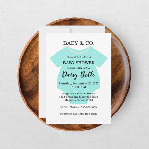 Convite Elegant Baby & Co Chá de Bebê Preto e Azul Turques