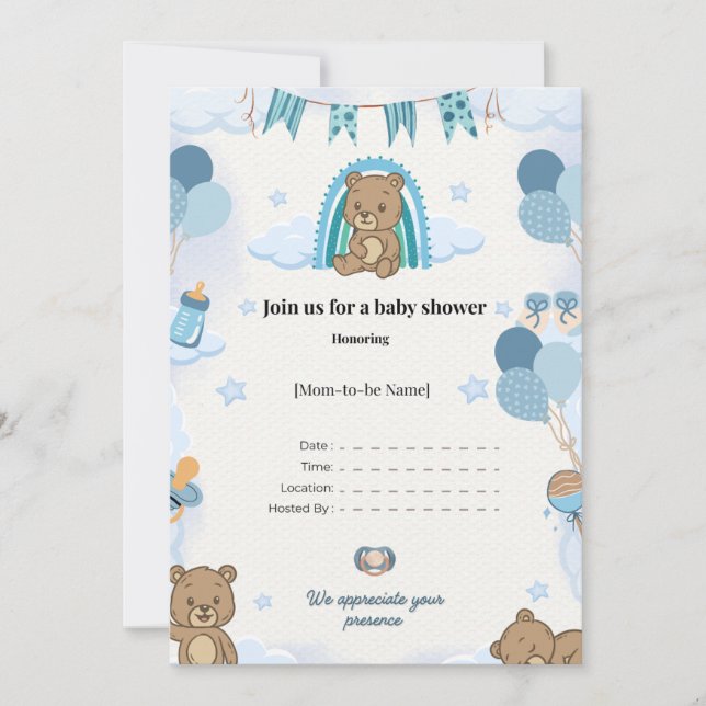 Convite Elegant Baby Shower Invitation (Frente)
