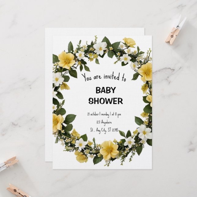 Convite Elegant Baby Shower Invitation (Frente/Verso In Situ)