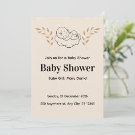Convite Elegant Baby Shower Invitation Modern Boho style