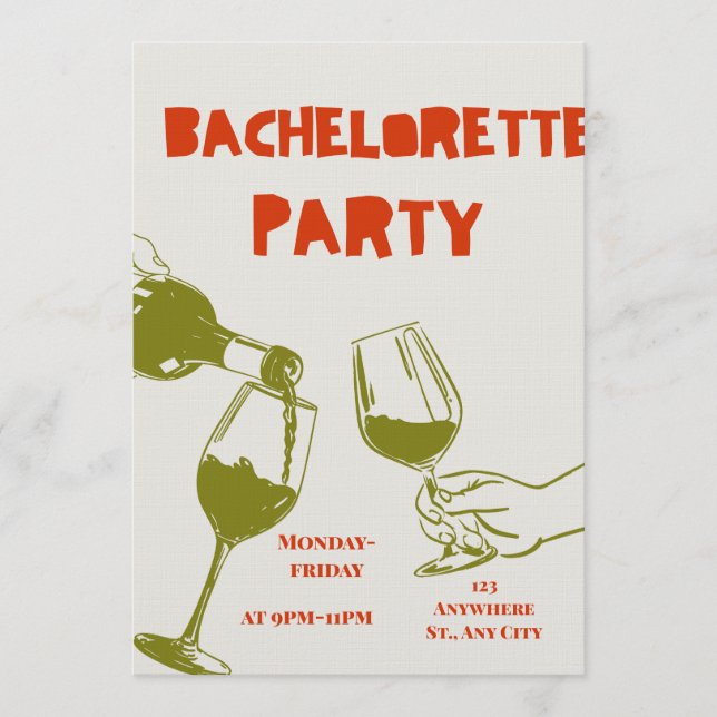 Convite Elegant Bachelorette Weekend Invitation for Bride (Frente)
