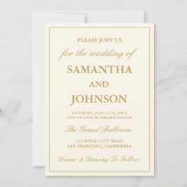 Convite Elegant Ballroom Vintage Ivory Wedding