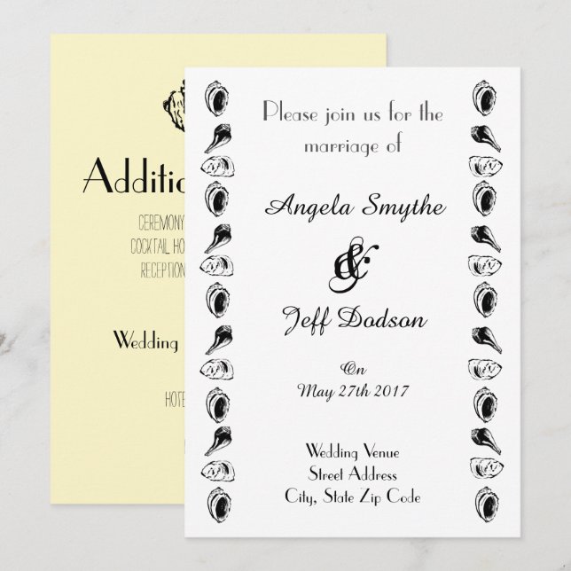 Convite Elegant Beach Wedding (Frente/Verso)