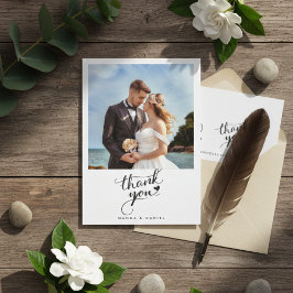 Convite Elegant Beach Wedding Photo Thank You Card 