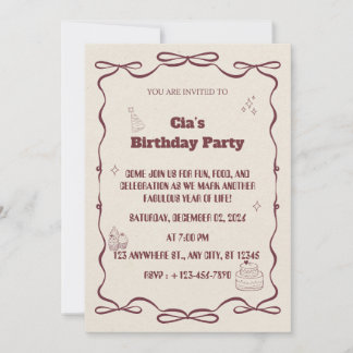 Convite "Elegant Beige Birthday Party Invite"