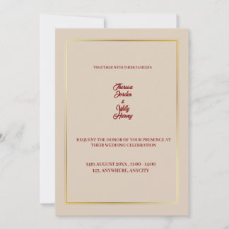 Convite Elegant Beige & Burgundy Floral Wedding Invitation