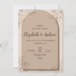 Convite Elegant Beige Floral Wedding Invitation