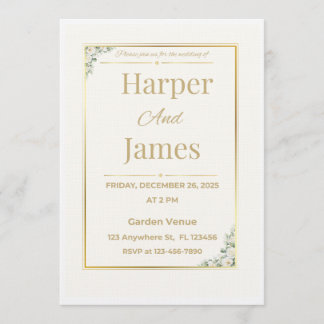 Convite Elegant Beige Floral Wedding Invitation Invitation