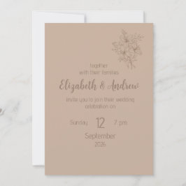 Convite Elegant Beige Floral Wedding Invitation (style 2)