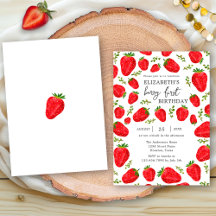 Elegant Berry Primeiro Morango Vermelho Aniversári
