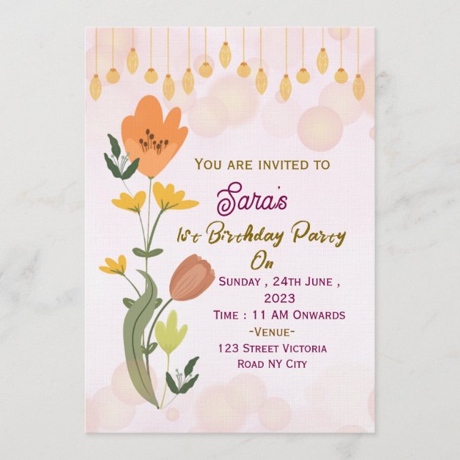Convite Elegant Birthday Party Invitations  (Frente)