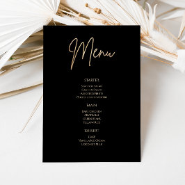Convite Elegant Black and Gold Birthday Party Menu Card
