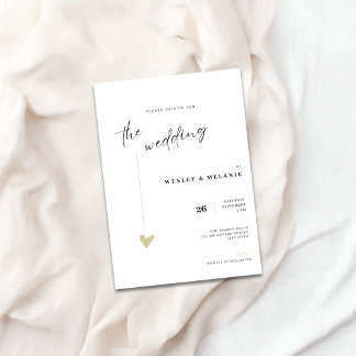 Convite Elegant Black and Gold Wedding Invitation