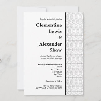 Convite Elegant Black and White Art Deco Style 