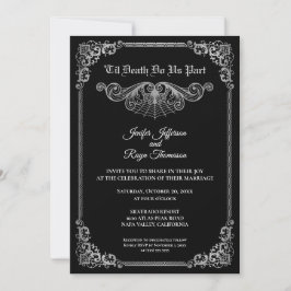 Convite Elegant black and white Gothic wedding Invitation