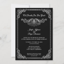 Convite Elegant black and white Gothic wedding Invitation