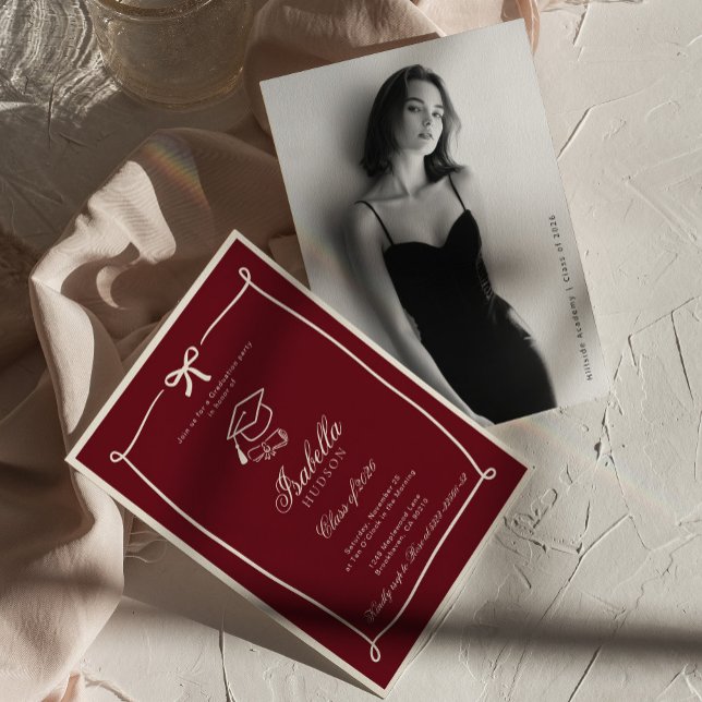 Convite Elegant Black and white photo Graduation (Criador carregado)