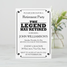 Convite Elegant Black and White Retirement party