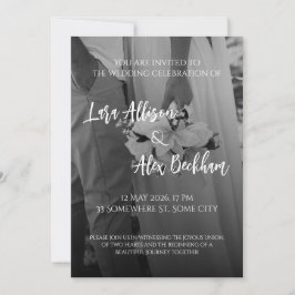 Convite Elegant Black And White Wedding Invitation