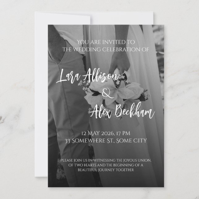 Convite Elegant Black And White Wedding Invitation (Frente)
