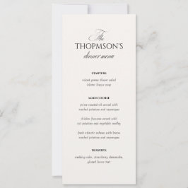 Convite Elegant Black and White Wedding Menu Card