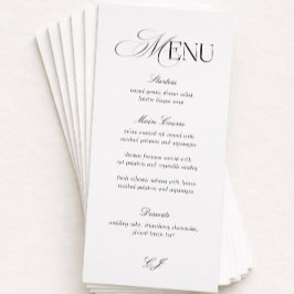 Convite Elegant Black and White Wedding Menu Card
