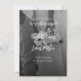 Convite Elegant Black And White Wedding Save the Date Card