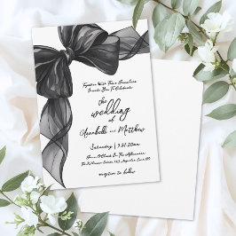 Convite Elegant Black Bow Whimsical Wedding